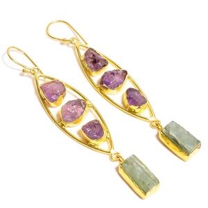 Elegant 18k Gold plated and Purple Dangle Earrings